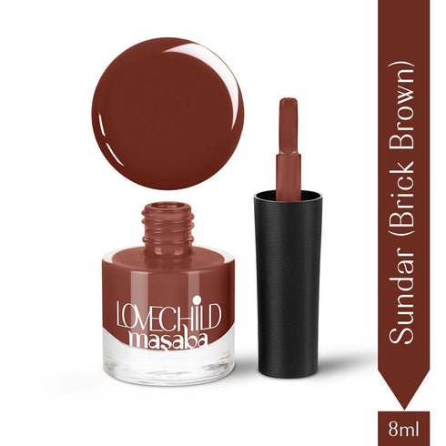 LoveChild Sundar  Breathable Brick Brown Glossy Nail Paint